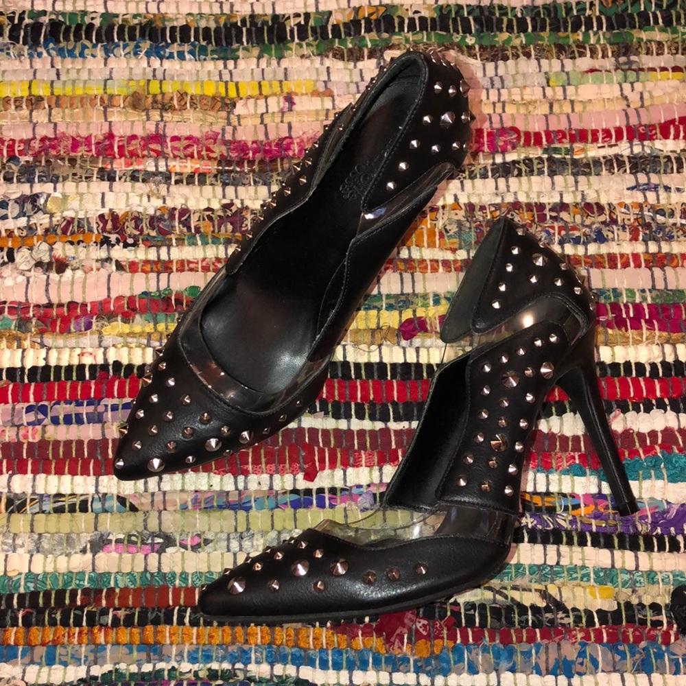 Black Studded and PVC Heels